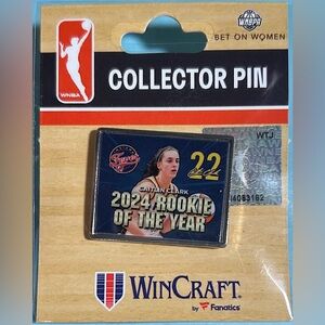 Caitlin Clark WNBA 2024 Rookie of the Year Collector Pin by WinCraft New on card